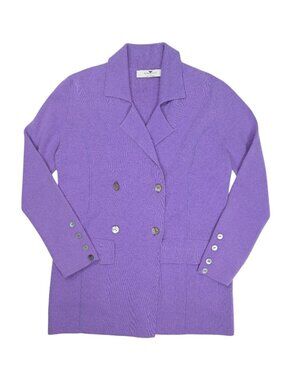 MandKhai Knit Cashmere Wool Blazer Cardigan in Purple